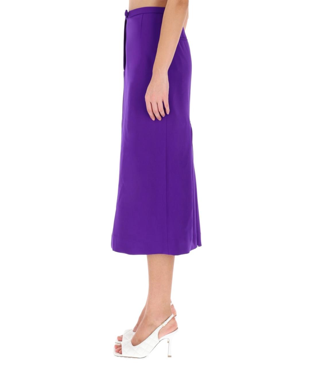 DRIES VAN NOTEN Фиолетовая шерстяная юбка миди, фото 3