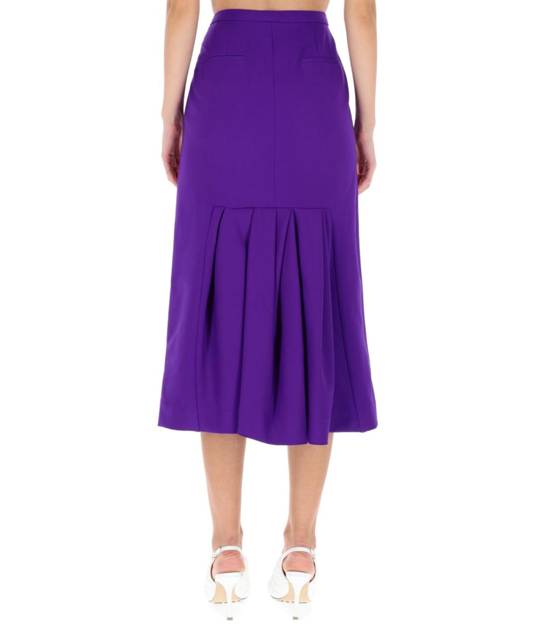 DRIES VAN NOTEN Фиолетовая шерстяная юбка миди, фото 4