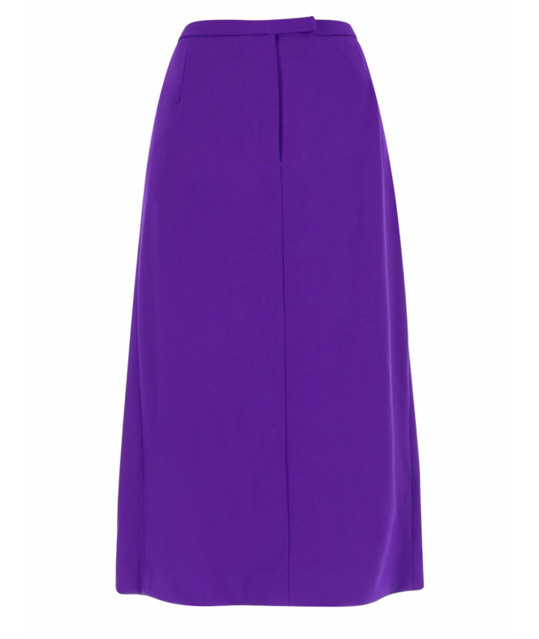 DRIES VAN NOTEN Фиолетовая шерстяная юбка миди, фото 1