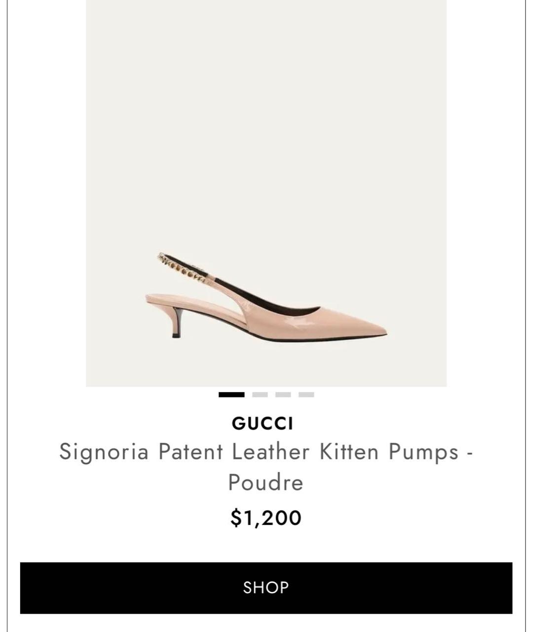 GUCCI Бежевые лодочки на низком каблуке из лакированной кожи, фото 9