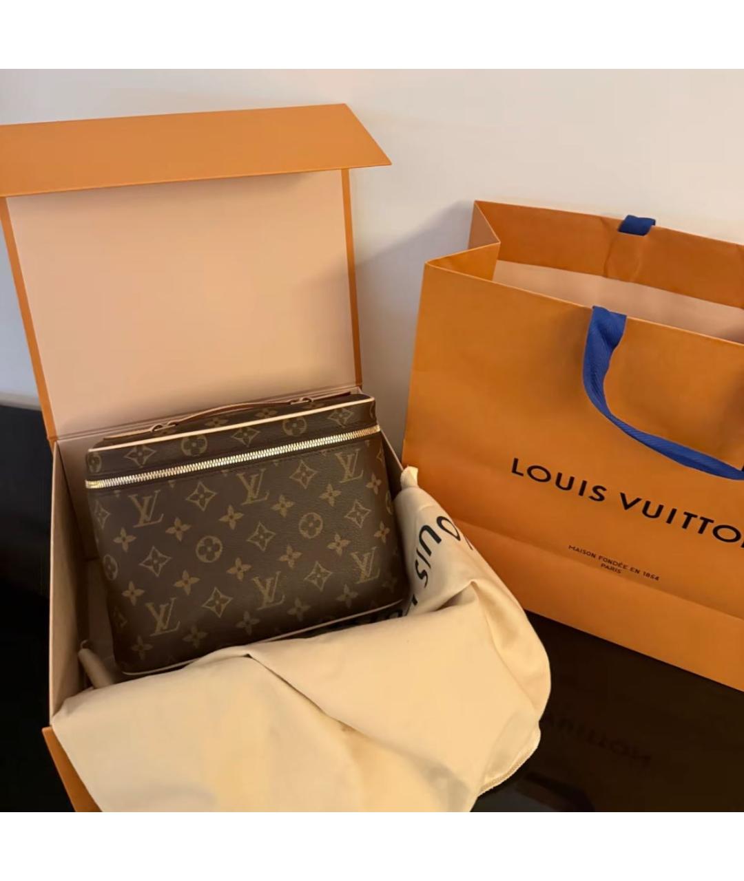 LOUIS VUITTON Коричневая кожаная косметичка, фото 2