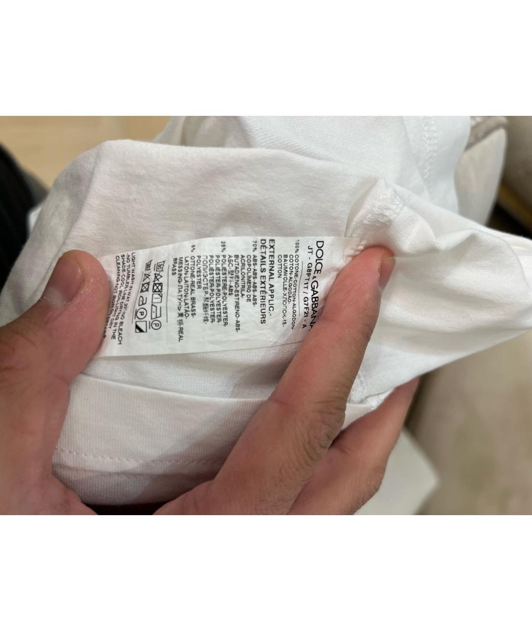 DOLCE&GABBANA Белая хлопковая футболка, фото 5