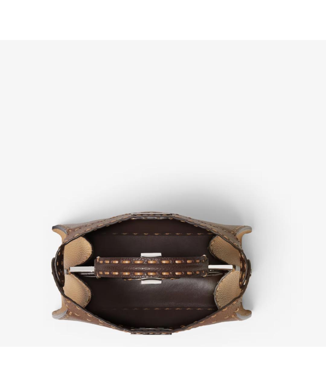 FENDI Коричневая кожаная сумка тоут, фото 5