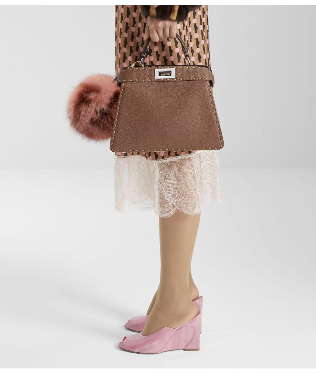 FENDI Коричневая кожаная сумка тоут, фото 2