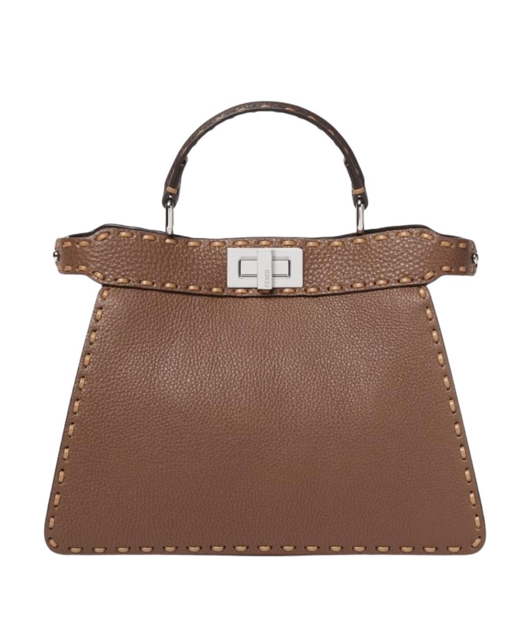 FENDI Коричневая кожаная сумка тоут, фото 1