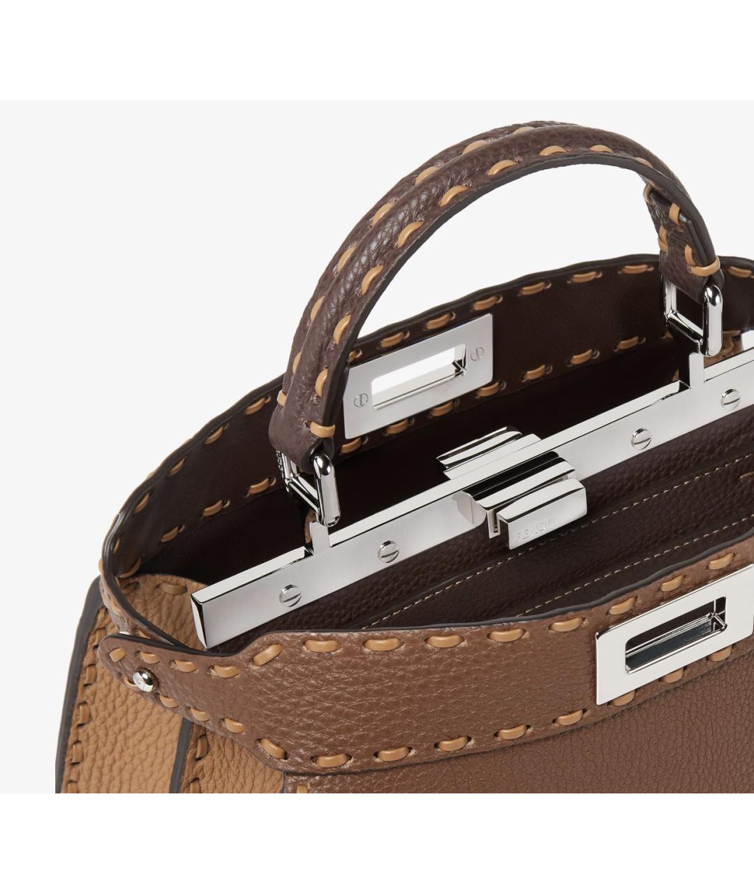 FENDI Коричневая кожаная сумка тоут, фото 6