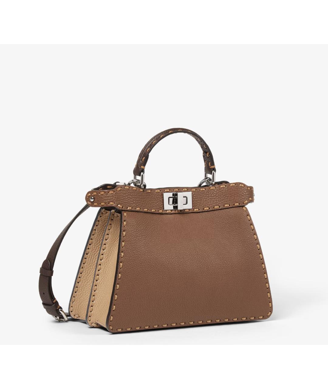 FENDI Коричневая кожаная сумка тоут, фото 4