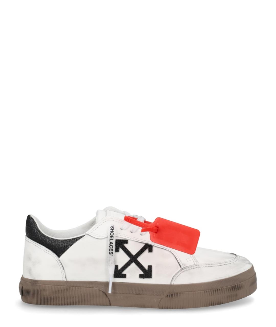 OFF-WHITE Белые кожаные низкие кроссовки / кеды, фото 1