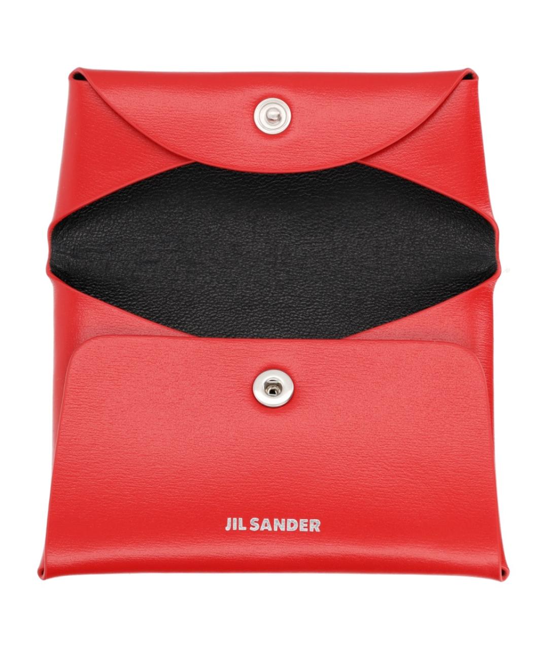 JIL SANDER Красный кожаный кошелек, фото 3