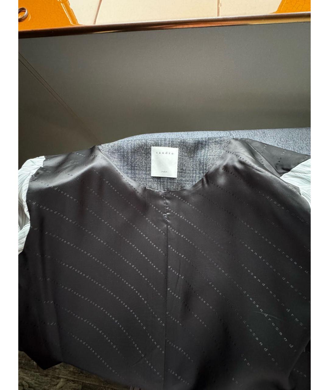 SANDRO Серый шерстяной костюм с брюками, фото 3