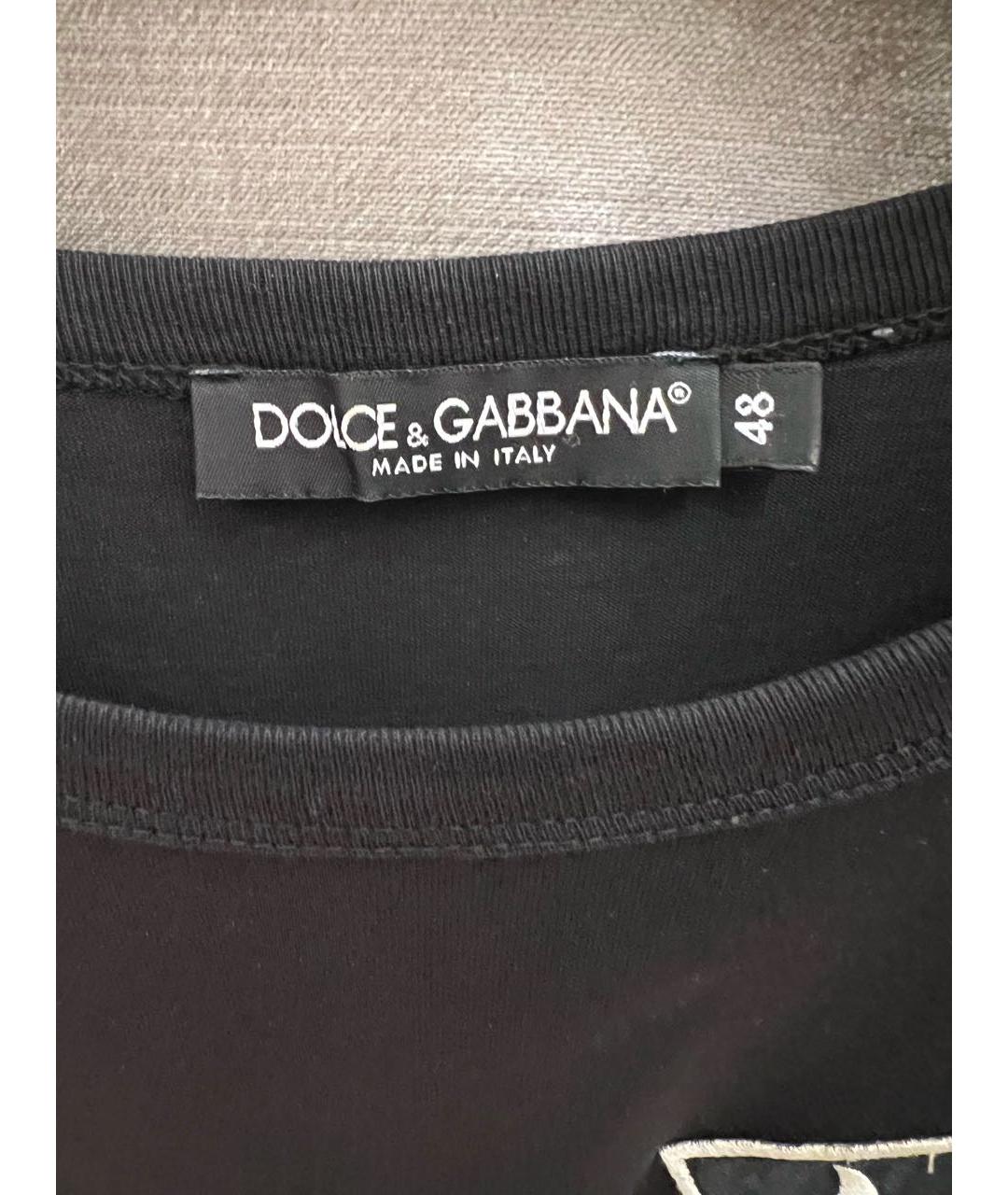 DOLCE&GABBANA Черная хлопковая футболка, фото 3