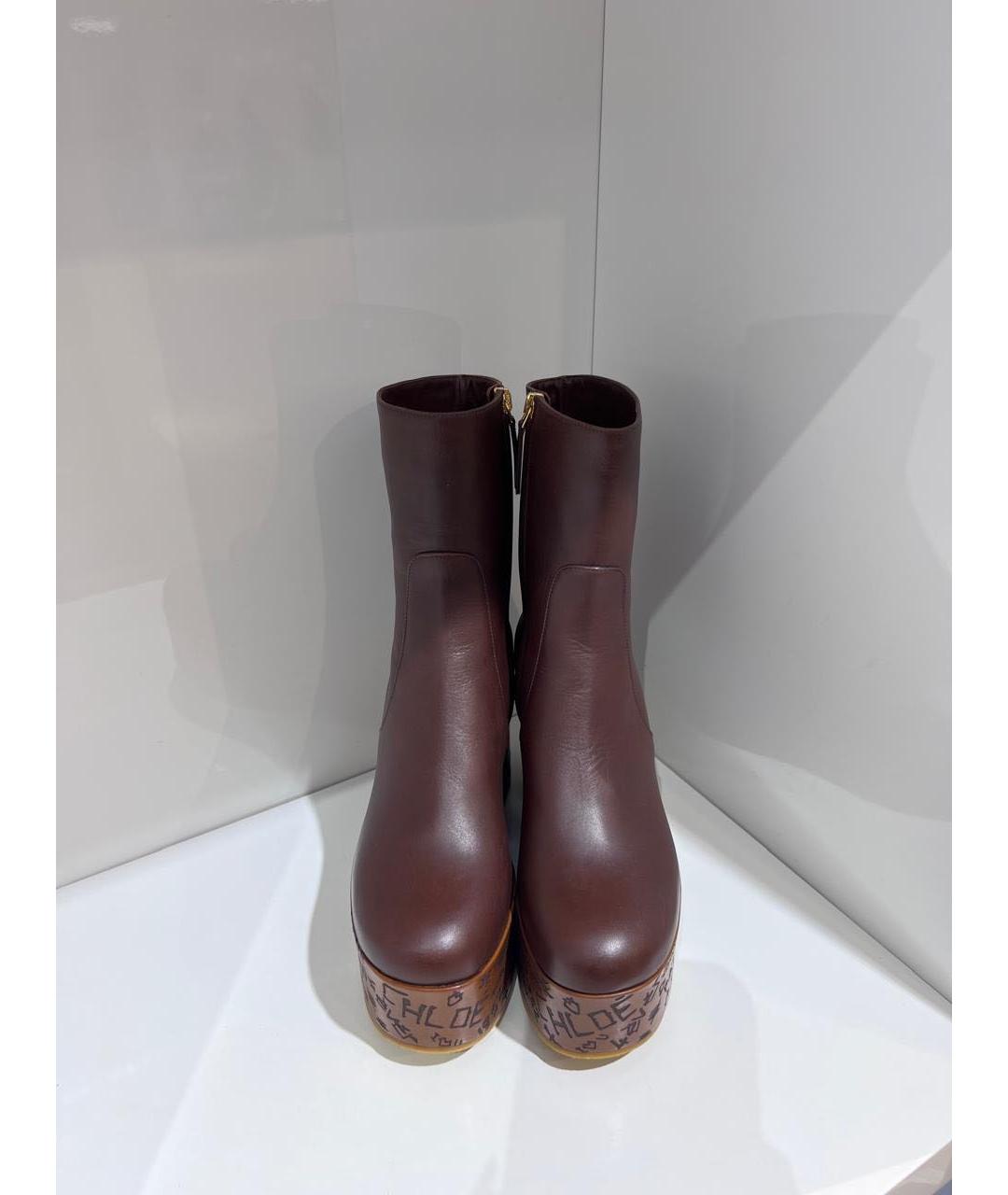CHLOE Коричневые кожаные ботинки, фото 3