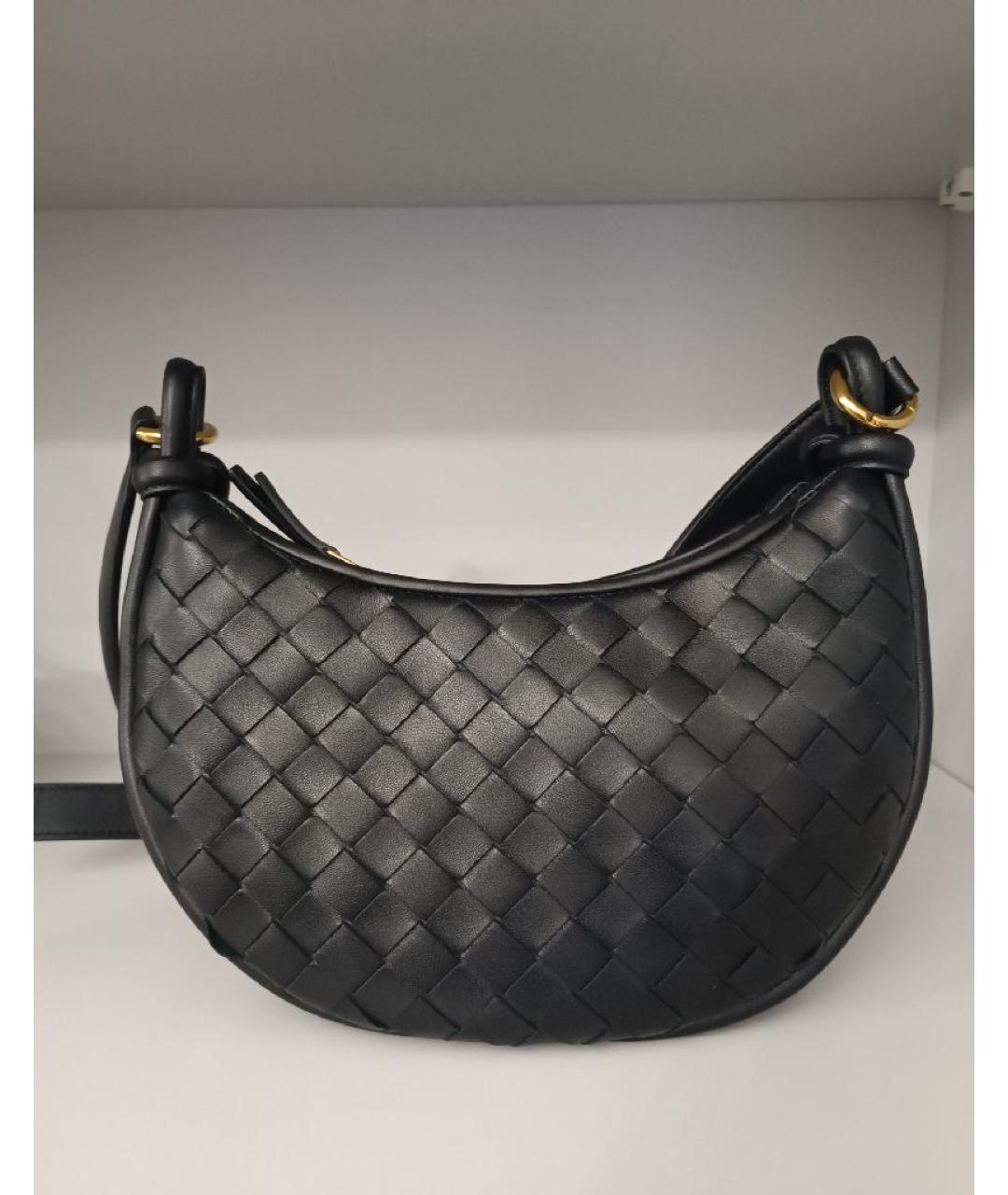 BOTTEGA VENETA Черная кожаная сумка через плечо, фото 7