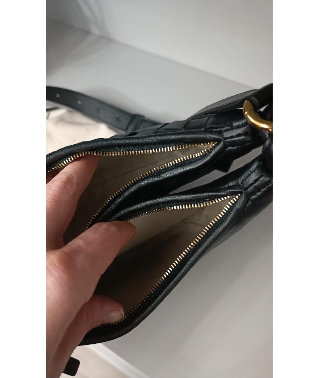 BOTTEGA VENETA Черная кожаная сумка через плечо, фото 4