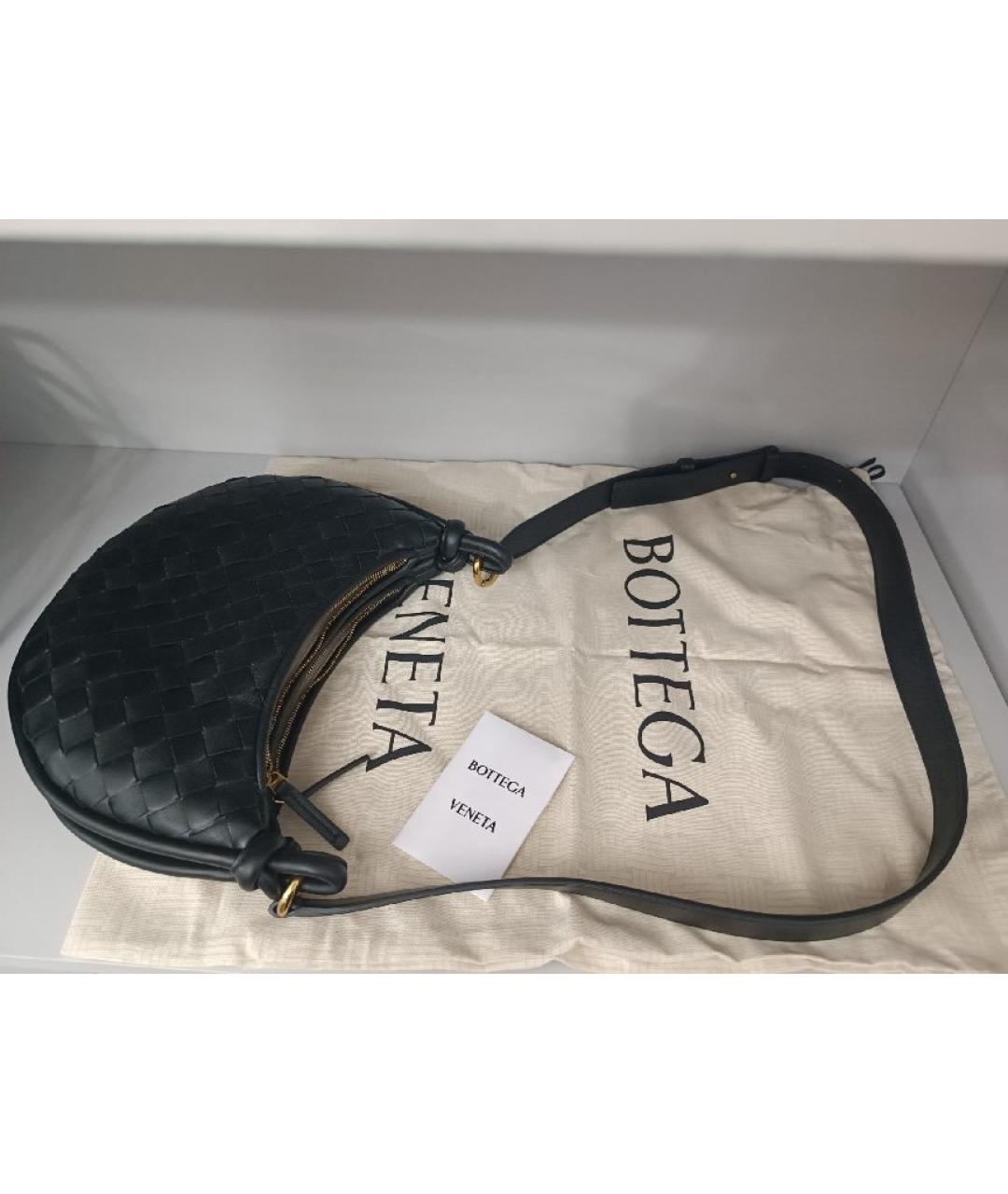 BOTTEGA VENETA Черная кожаная сумка через плечо, фото 6