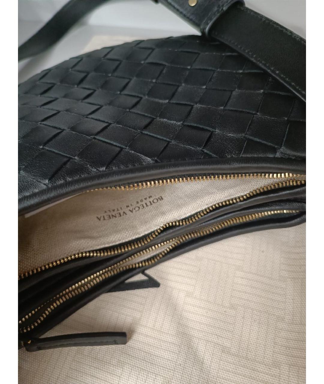 BOTTEGA VENETA Черная кожаная сумка через плечо, фото 5