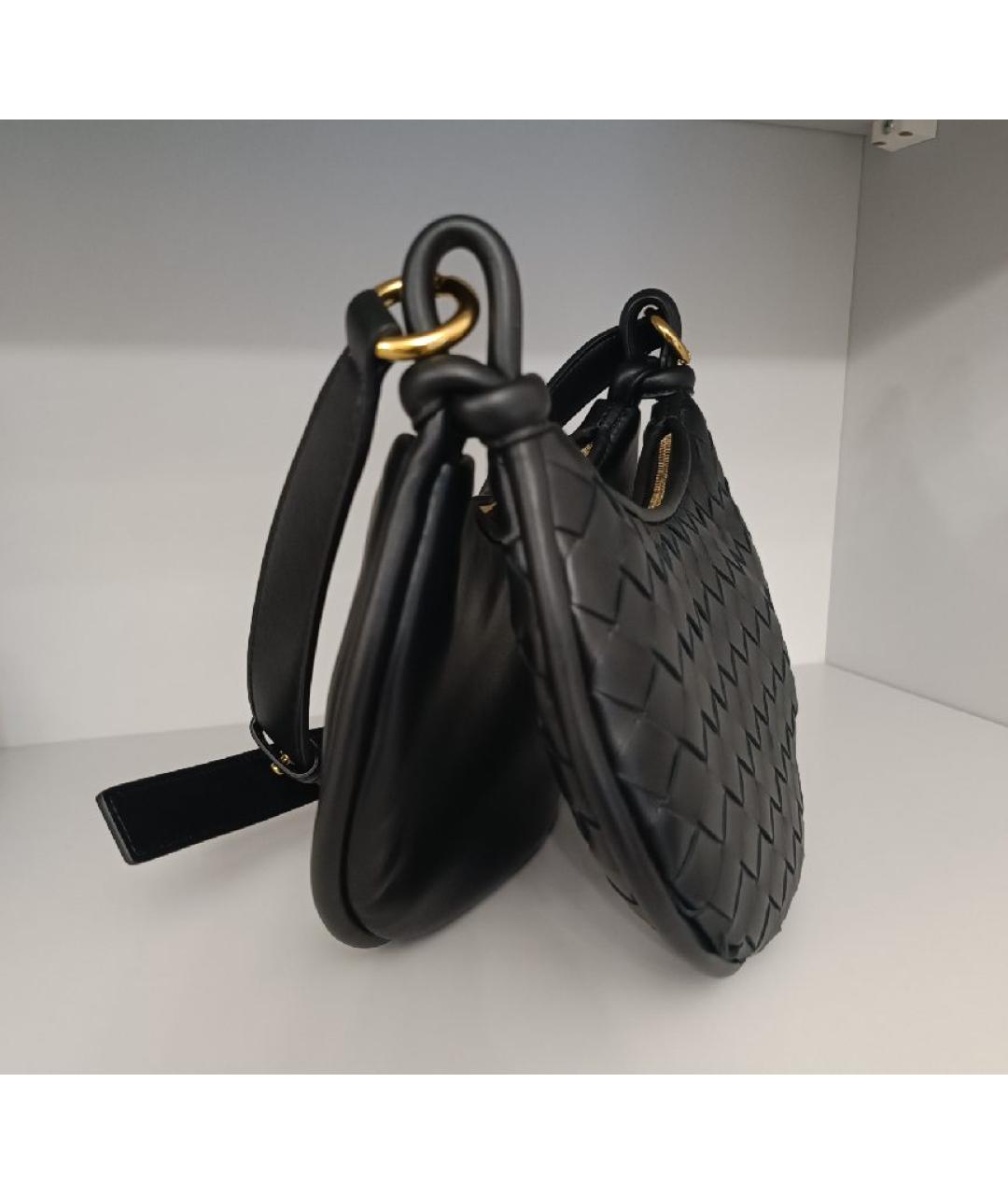 BOTTEGA VENETA Черная кожаная сумка через плечо, фото 2