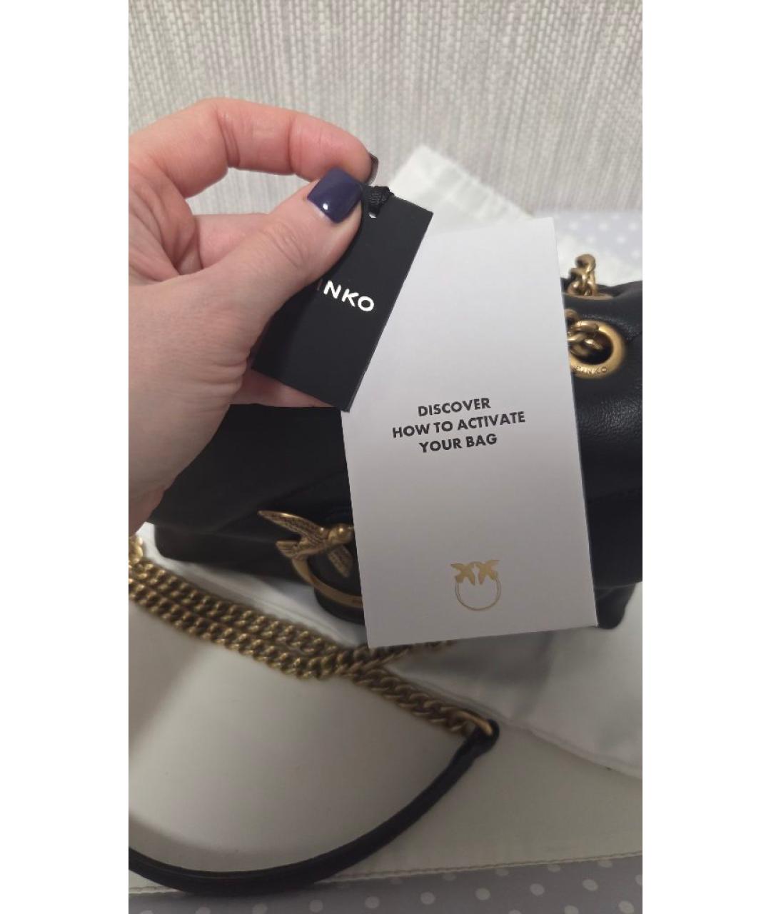 PINKO Черная кожаная сумка через плечо, фото 5