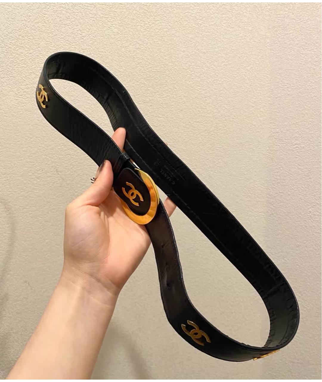 CHANEL Черный кожаный ремень, фото 2
