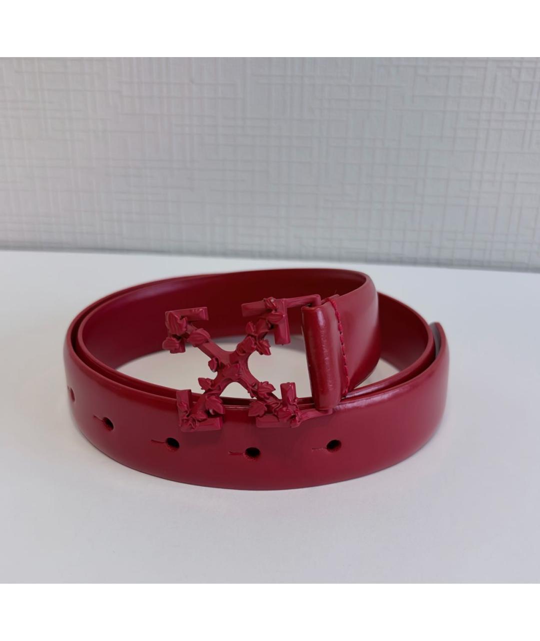 OFF-WHITE Красный кожаный ремень, фото 3