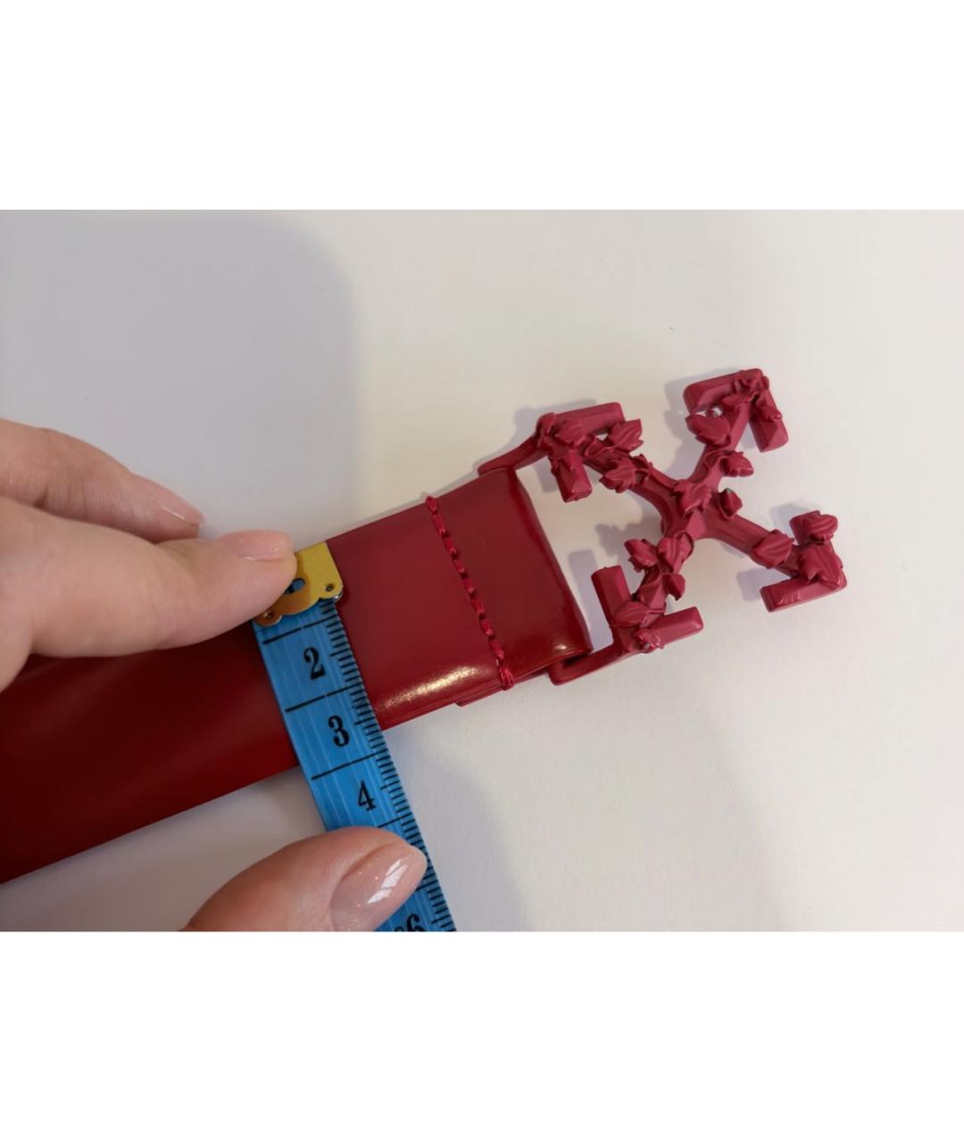 OFF-WHITE Красный кожаный ремень, фото 2