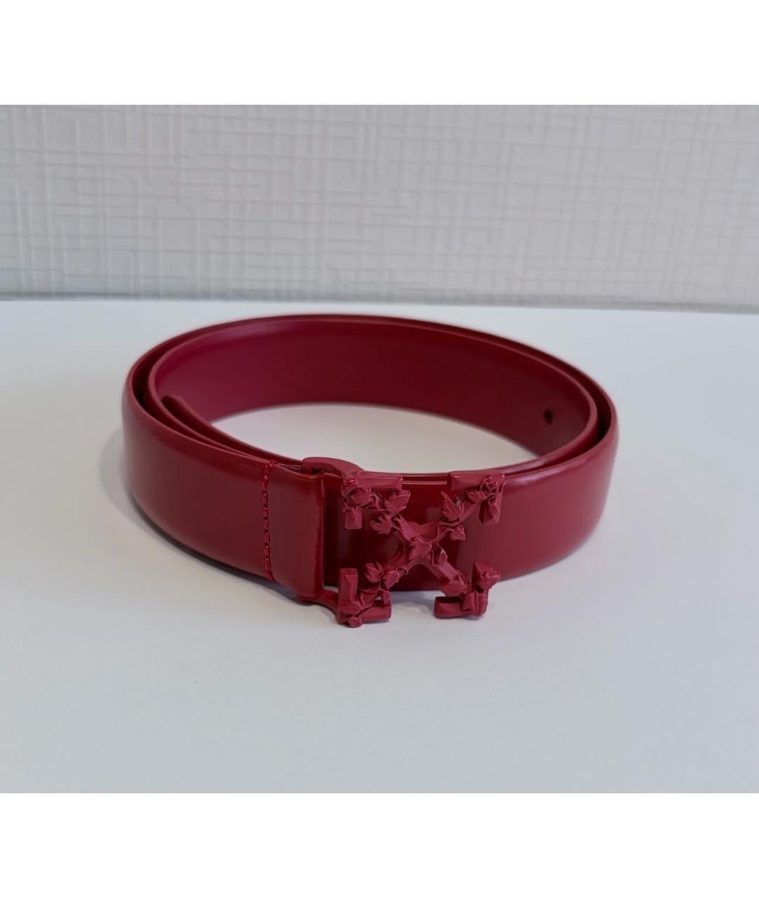 OFF-WHITE Красный кожаный ремень, фото 9