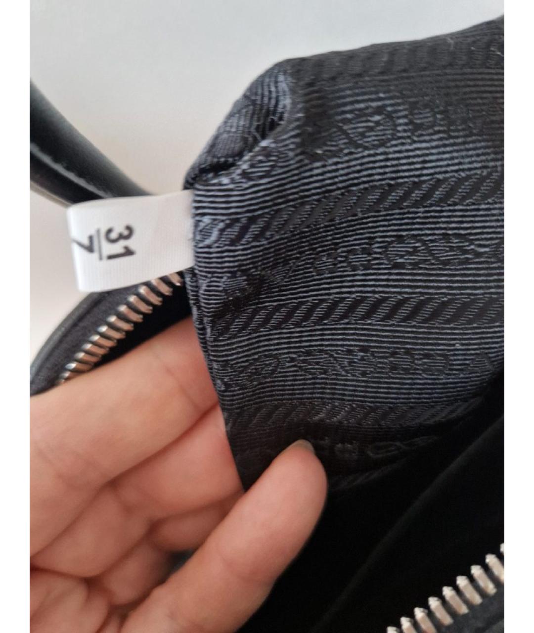 PRADA Черная кожаная сумка с короткими ручками, фото 7