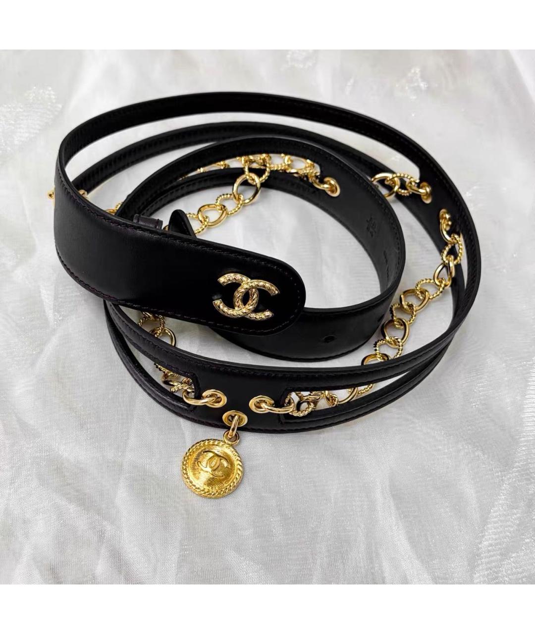CHANEL Черный кожаный ремень, фото 7