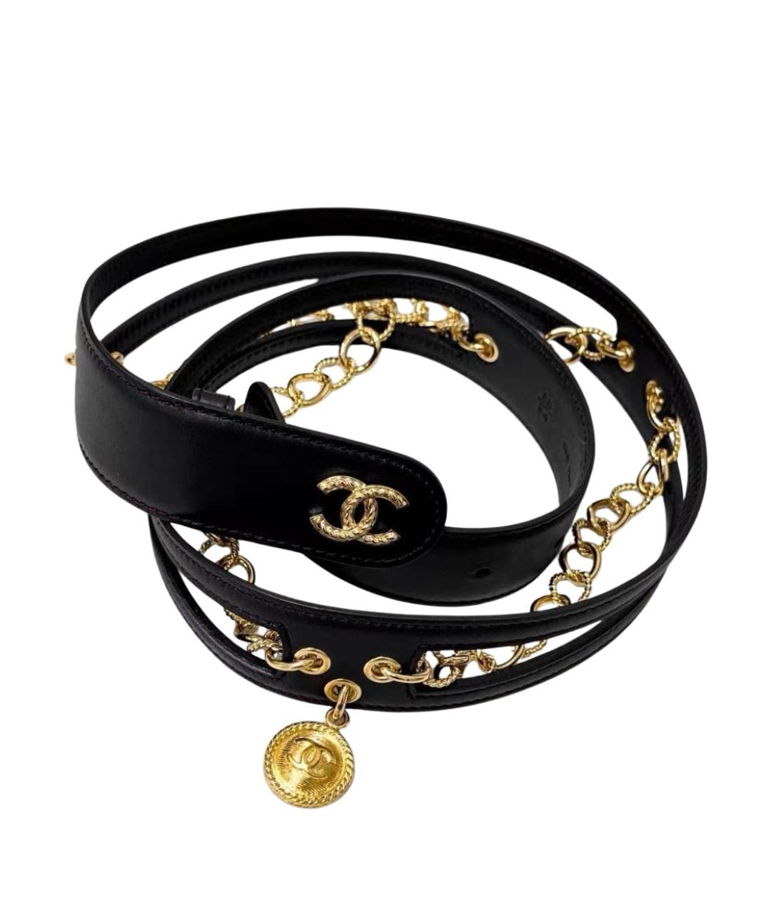 CHANEL Черный кожаный ремень, фото 1