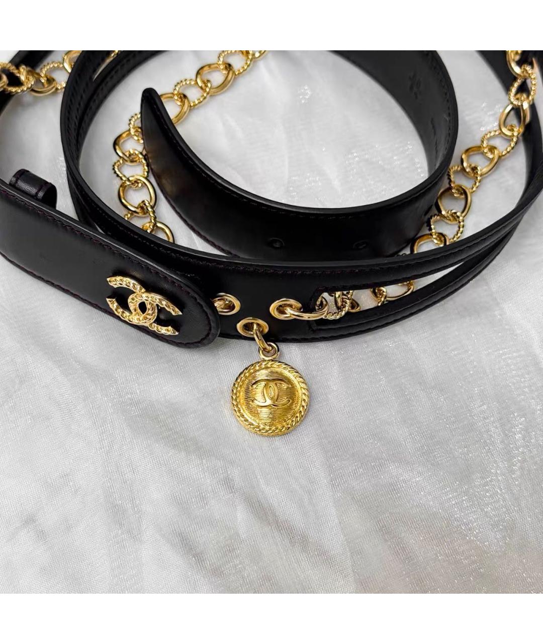 CHANEL Черный кожаный ремень, фото 2