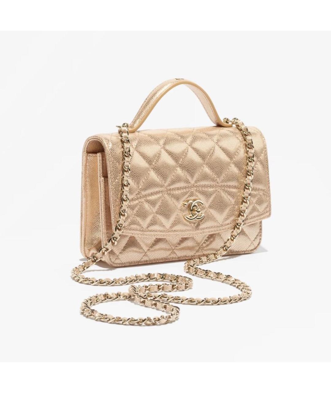 CHANEL Золотая сумка через плечо из лакированной кожи, фото 2