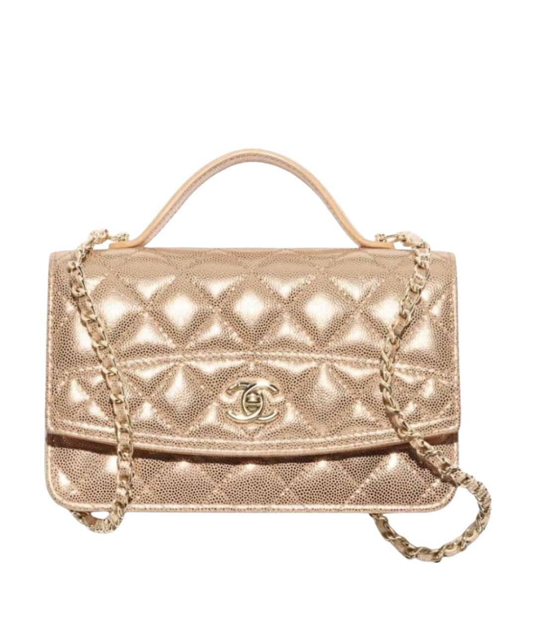CHANEL Золотая сумка через плечо из лакированной кожи, фото 1