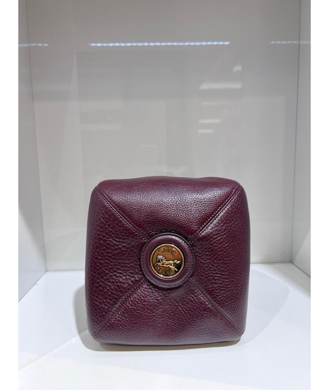 CHLOE Бордовая кожаная сумка с короткими ручками, фото 3