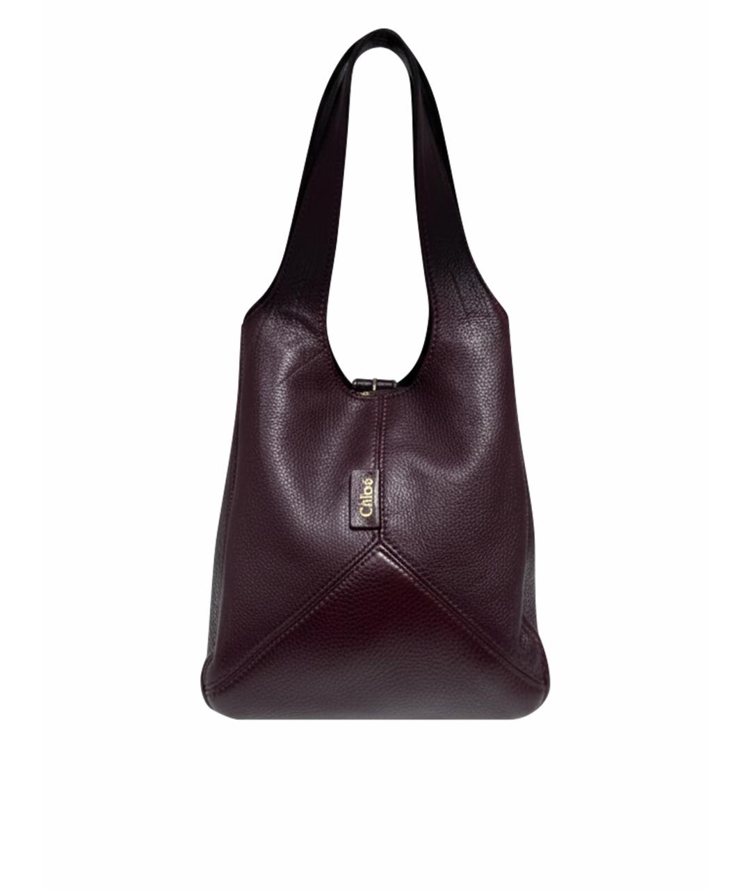 CHLOE Бордовая кожаная сумка с короткими ручками, фото 1