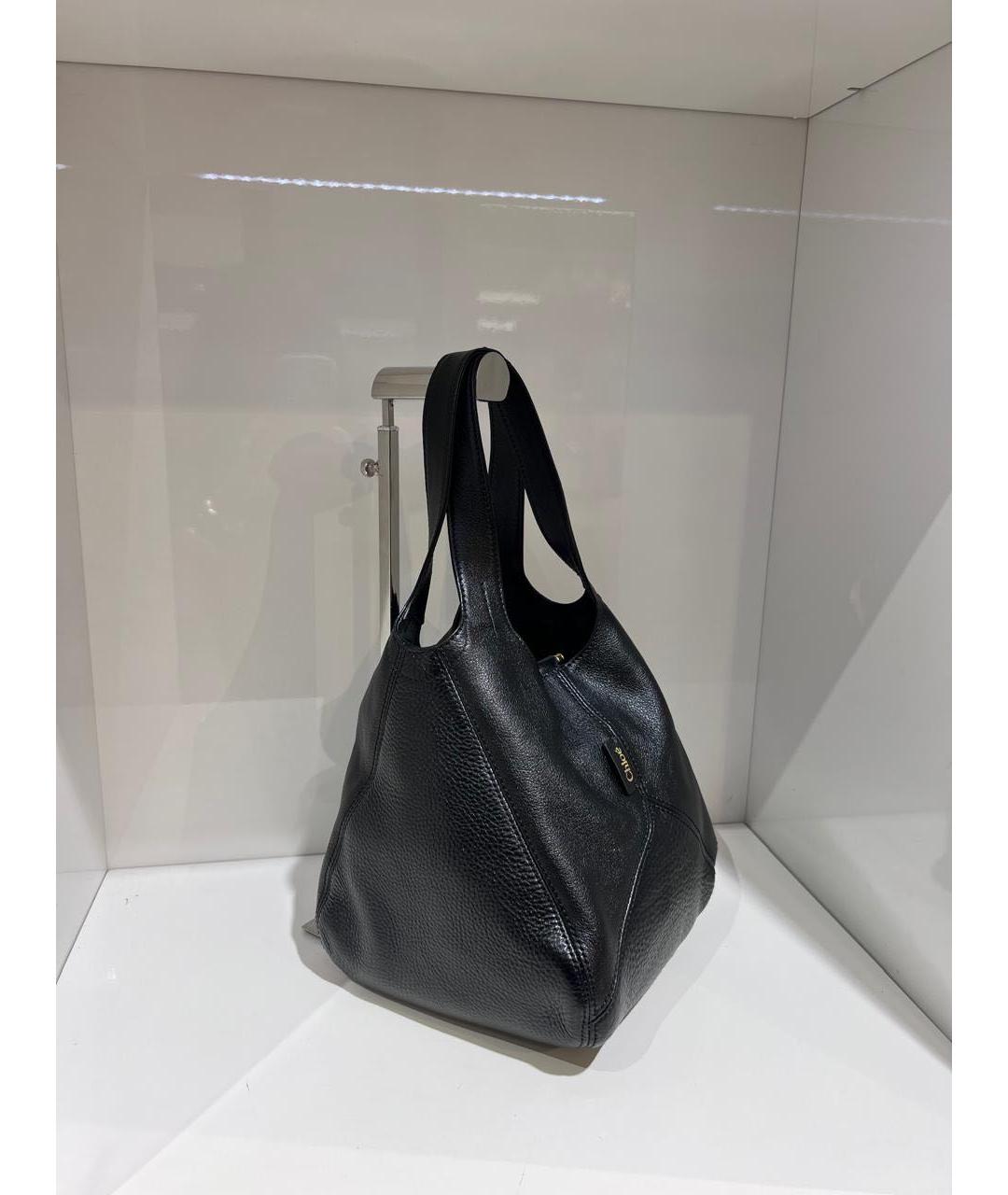 CHLOE Черная кожаная сумка с короткими ручками, фото 2