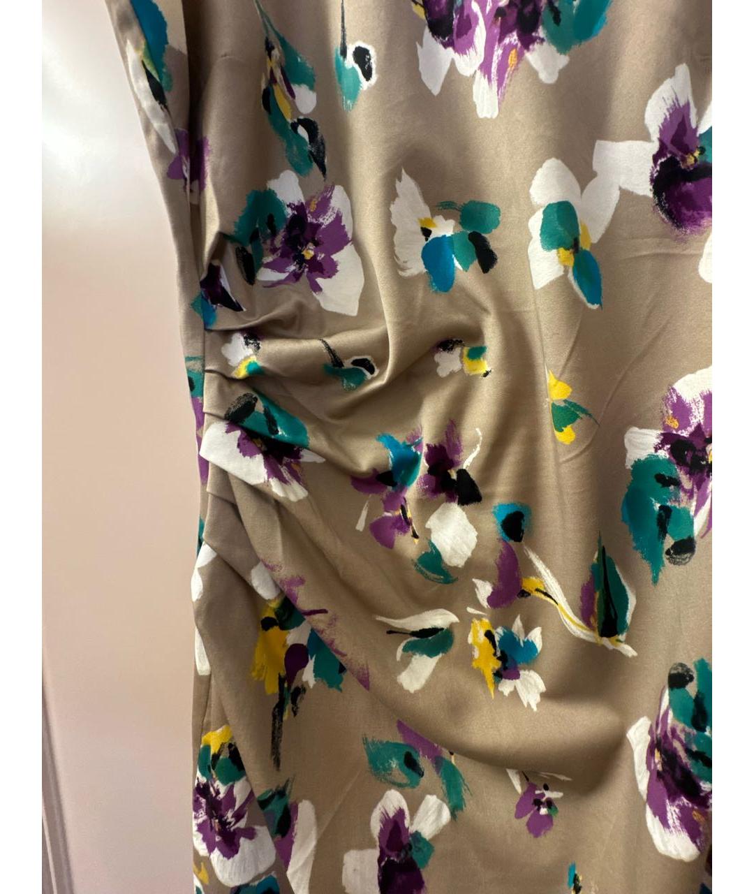 MAX MARA STUDIO Бежевое шелковое повседневное платье, фото 3