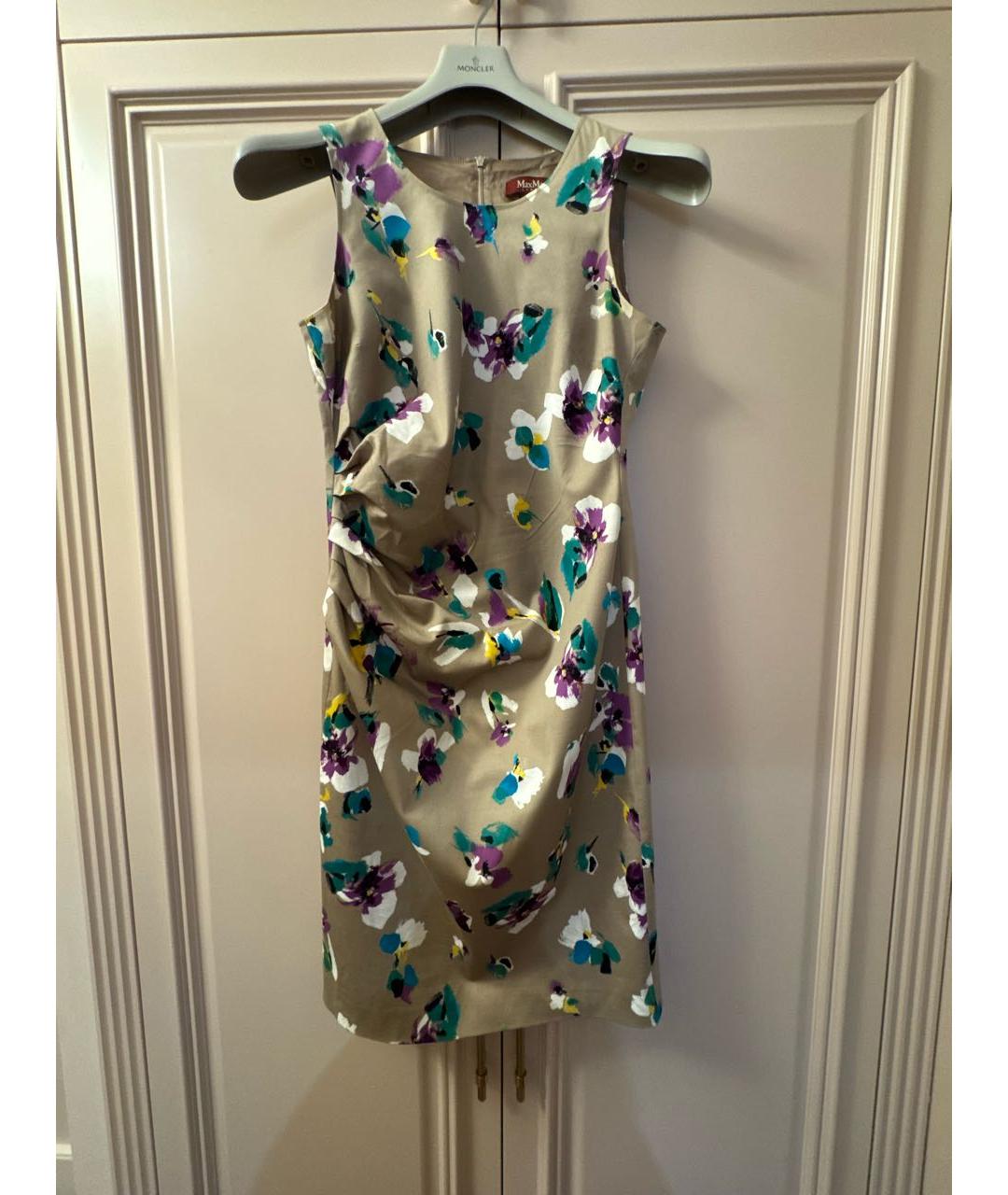 MAX MARA STUDIO Бежевое шелковое повседневное платье, фото 4