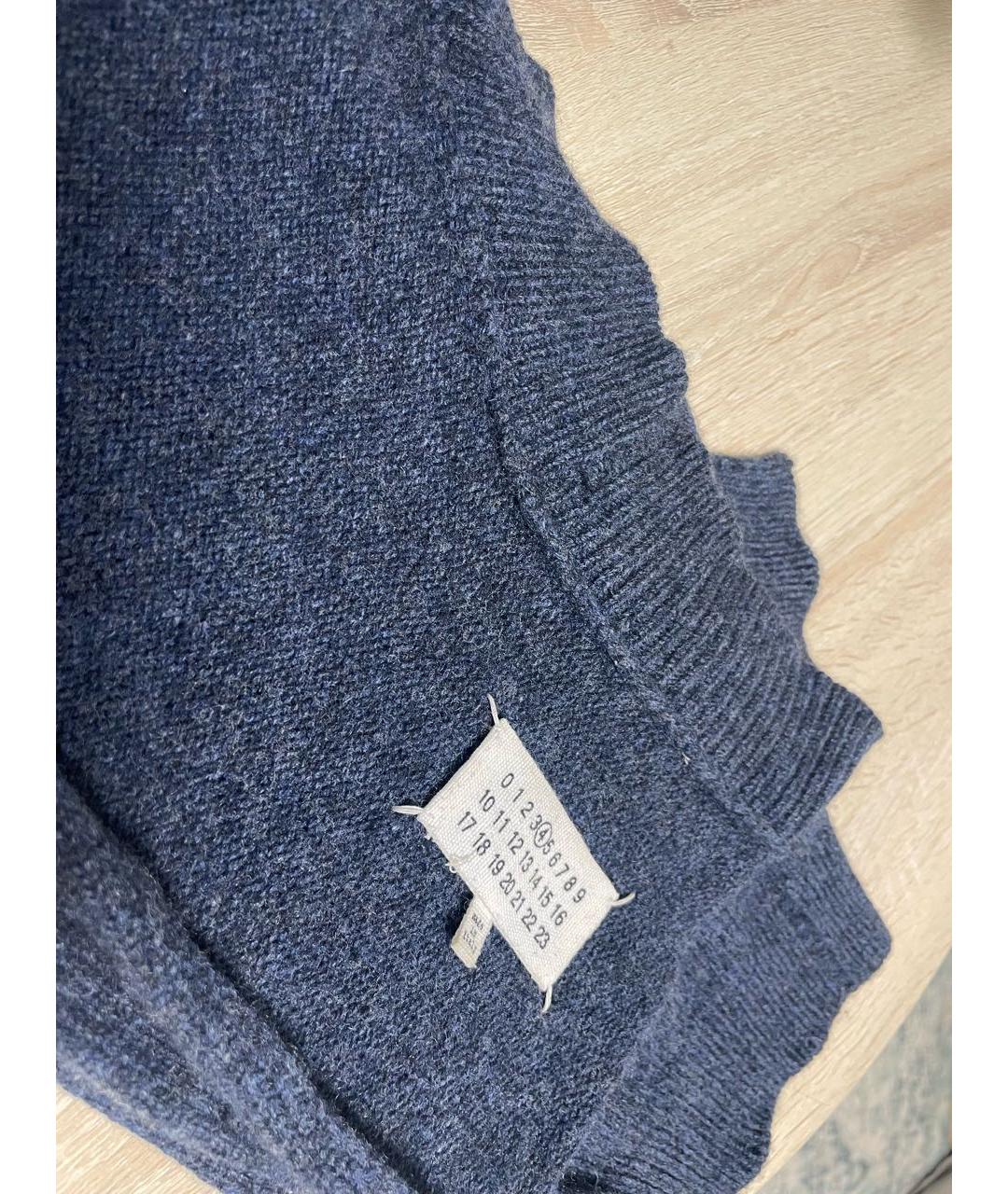 MAISON MARGIELA Темно-синий шерстяной шарф, фото 3