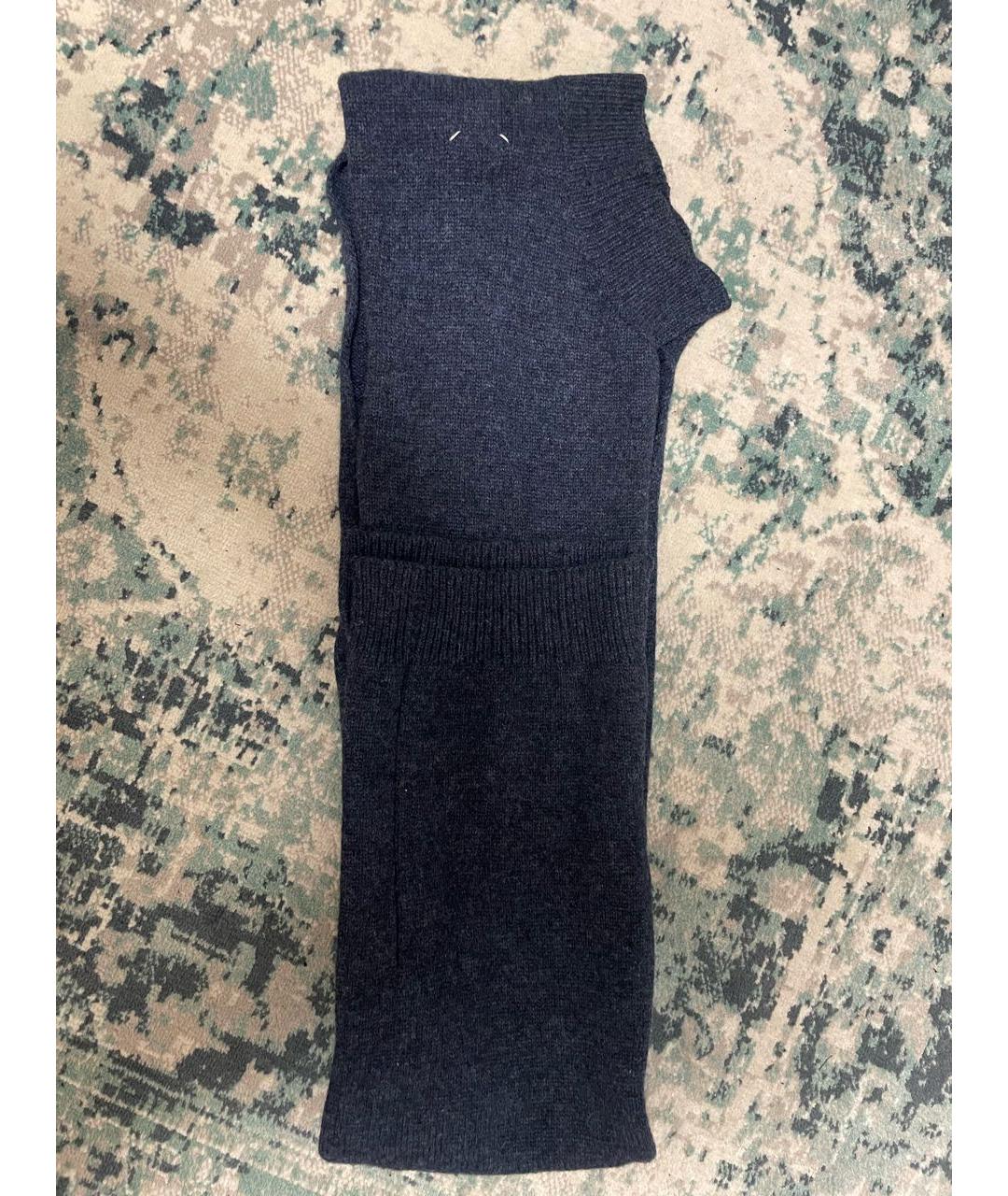 MAISON MARGIELA Темно-синий шерстяной шарф, фото 5