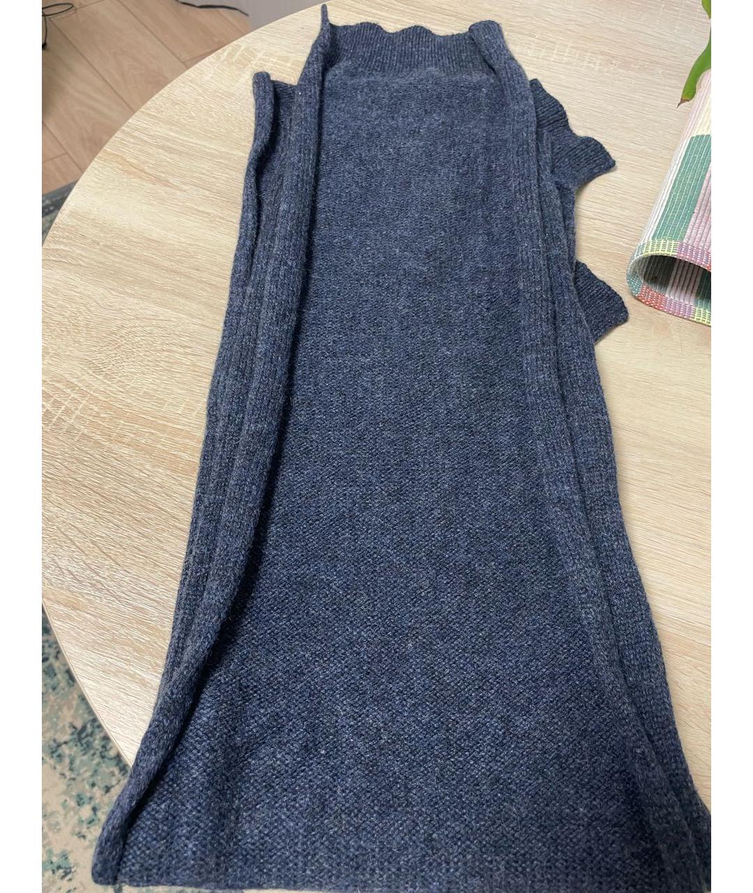 MAISON MARGIELA Темно-синий шерстяной шарф, фото 4