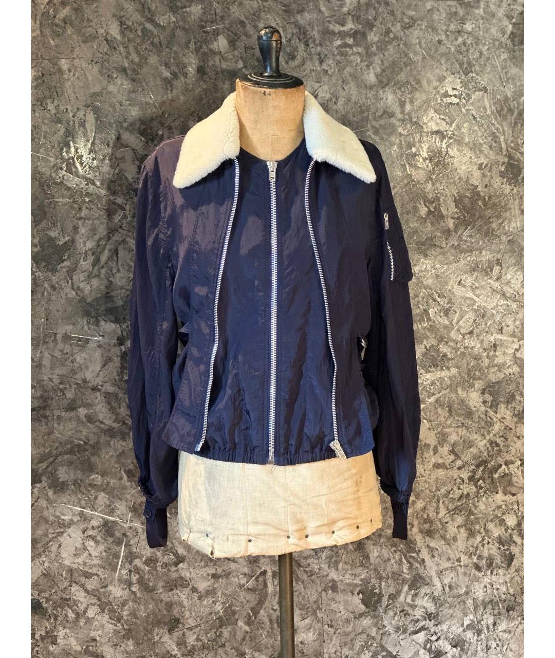 HELMUT LANG Темно-синяя полиэстеровая куртка, фото 6