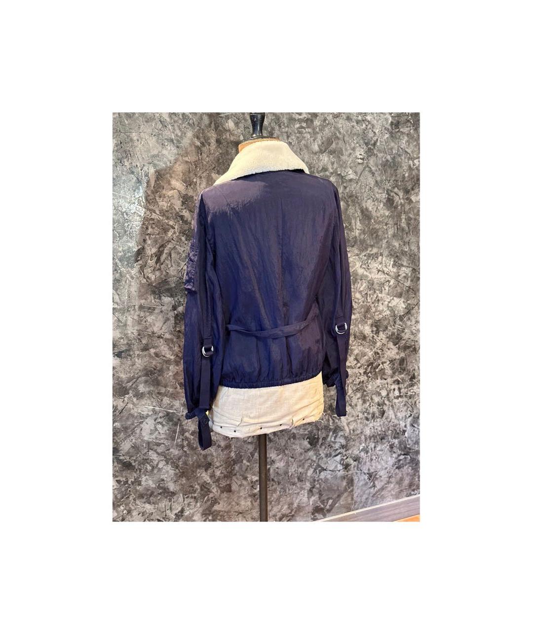 HELMUT LANG Темно-синяя полиэстеровая куртка, фото 4