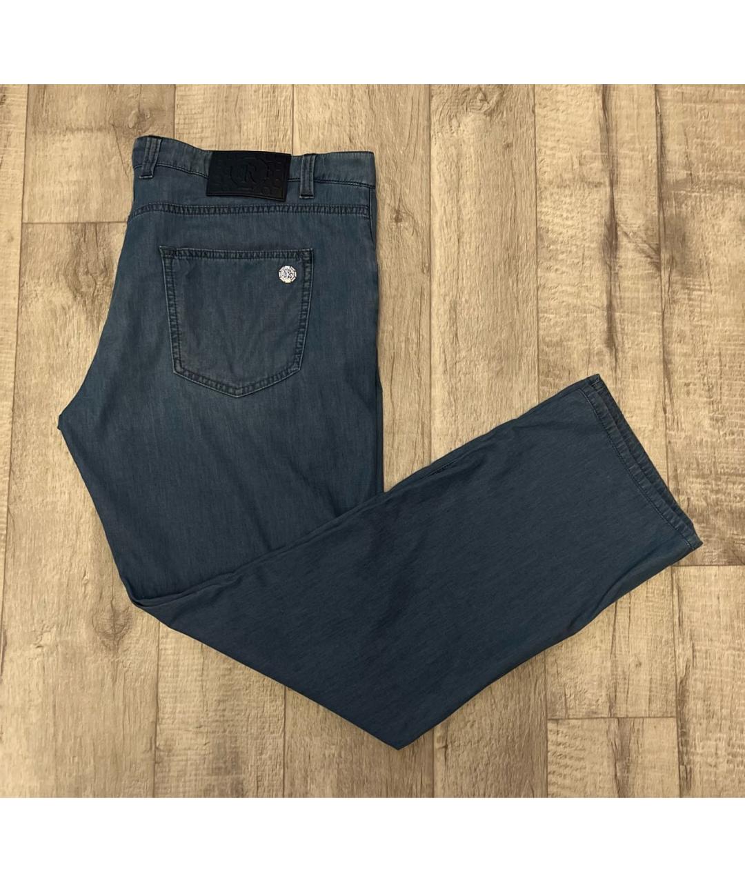 STEFANO RICCI Голубые хлопковые прямые джинсы, фото 2