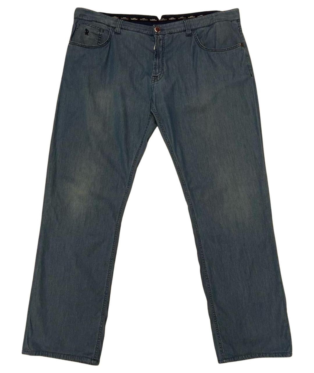 STEFANO RICCI Голубые хлопковые прямые джинсы, фото 1