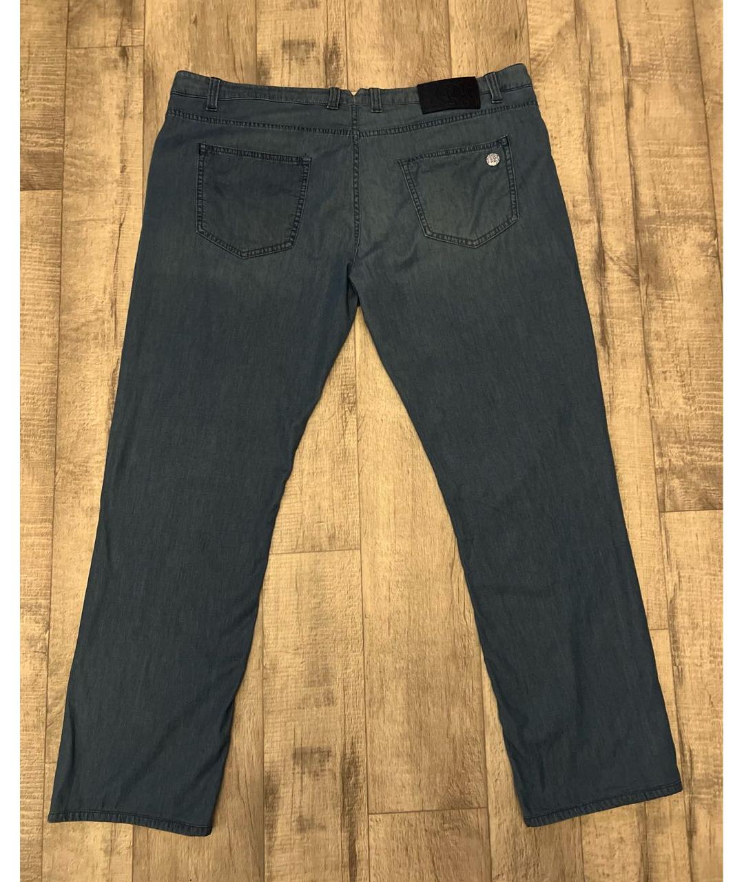 STEFANO RICCI Голубые хлопковые прямые джинсы, фото 3