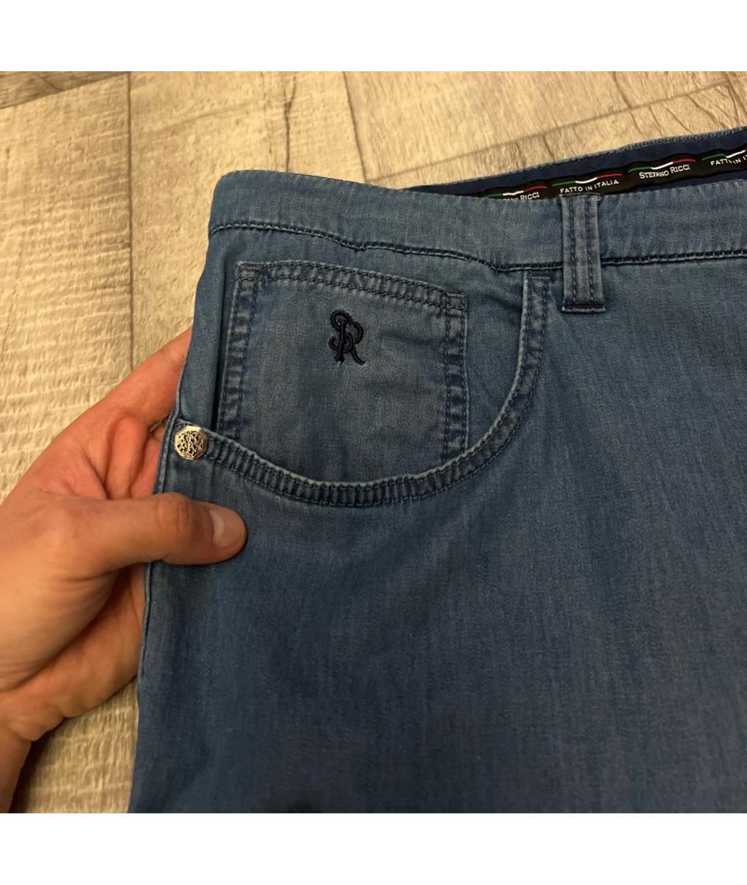 STEFANO RICCI Голубые хлопковые прямые джинсы, фото 6