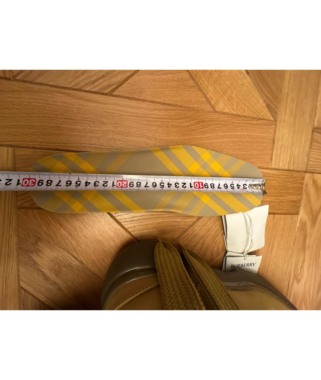 BURBERRY Горчичные кожаные низкие ботинки, фото 7