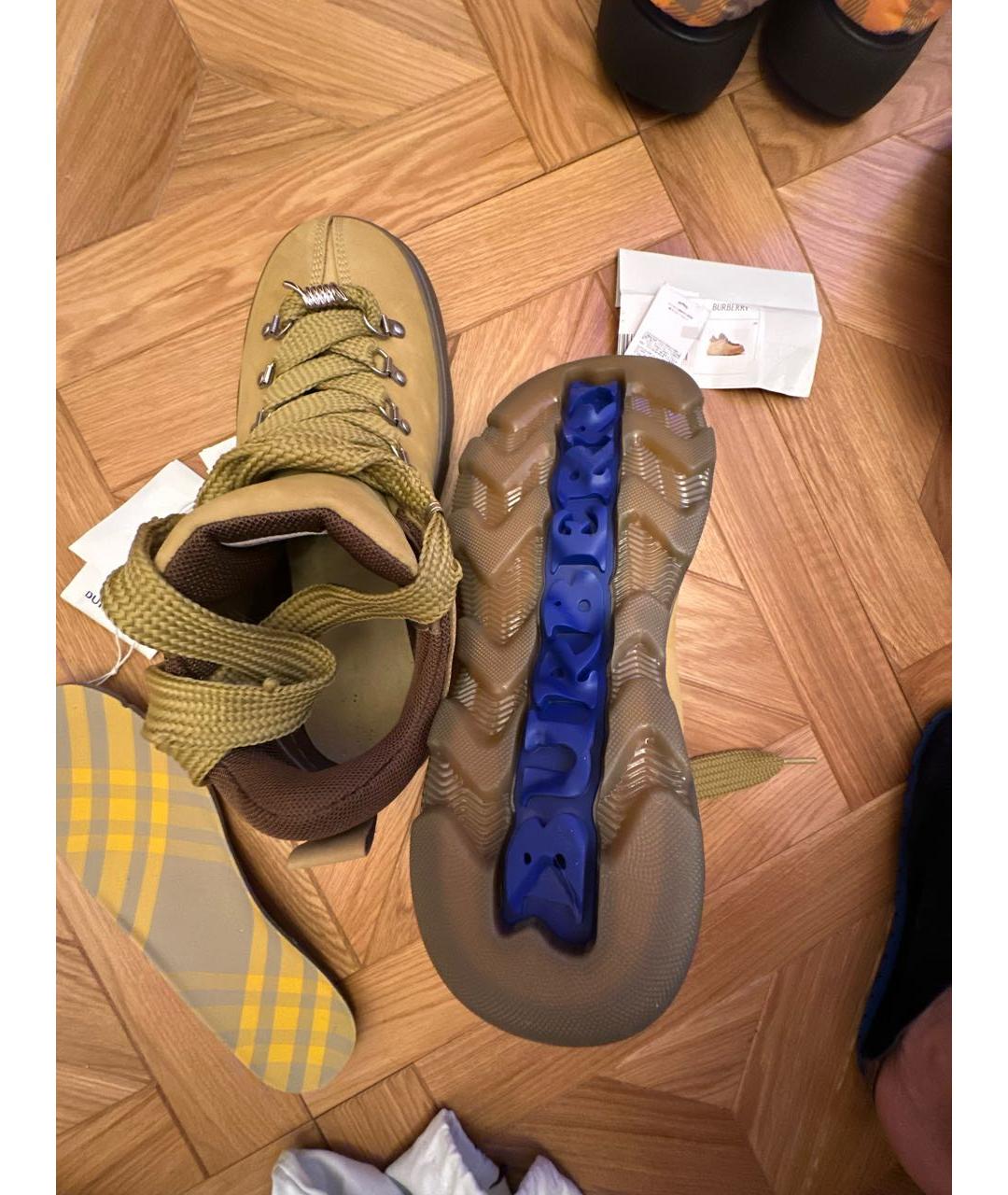 BURBERRY Горчичные кожаные низкие ботинки, фото 6