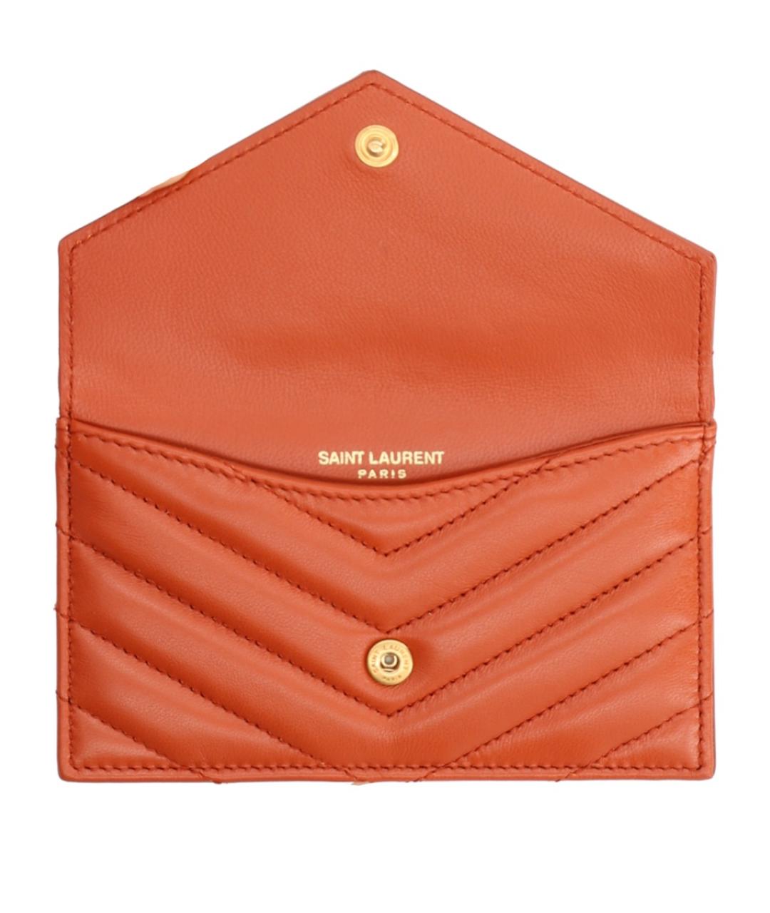 SAINT LAURENT Оранжевый кожаный кошелек, фото 2