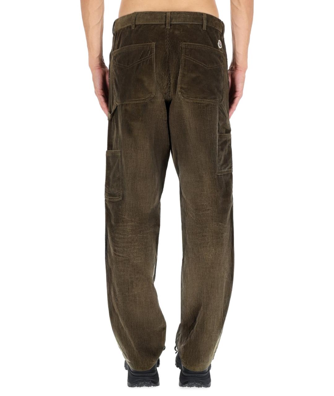 MONCLER Зеленые хлопковые повседневные брюки, фото 4